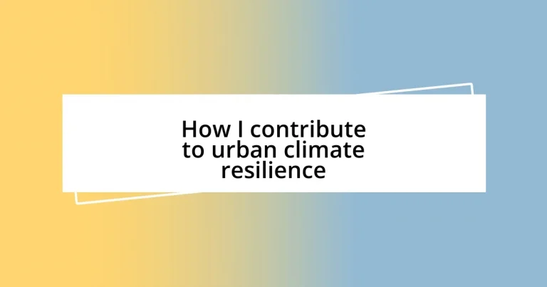 How I contribute to urban climate resilience