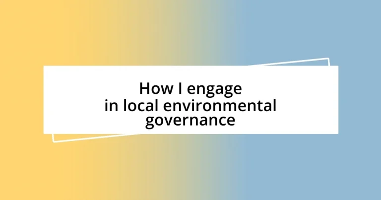 How I engage in local environmental governance