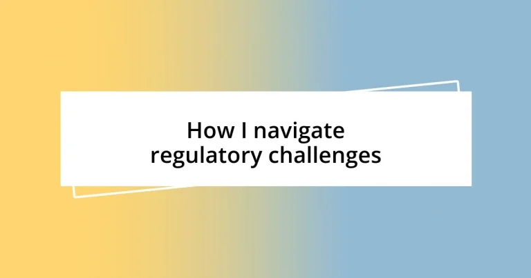 How I navigate regulatory challenges