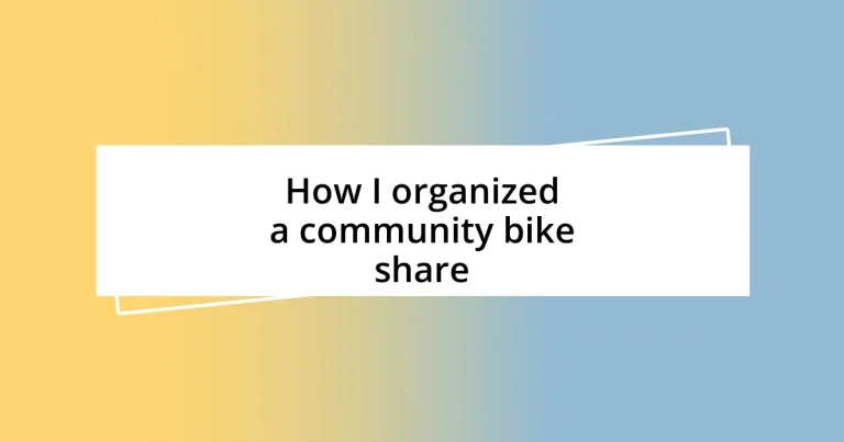 How I organized a community bike share