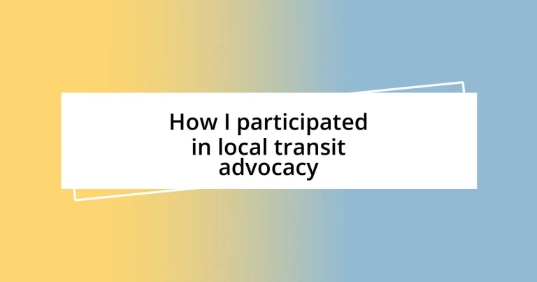 How I participated in local transit advocacy