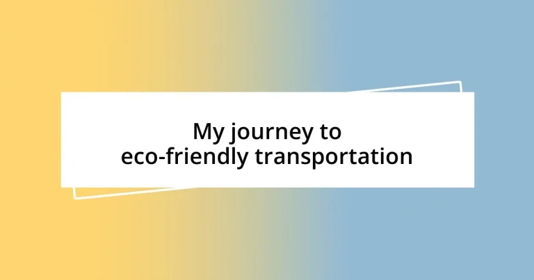 My journey to eco-friendly transportation