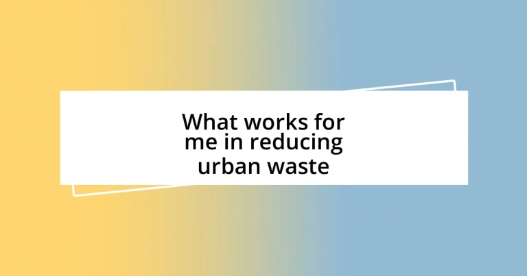 What works for me in reducing urban waste