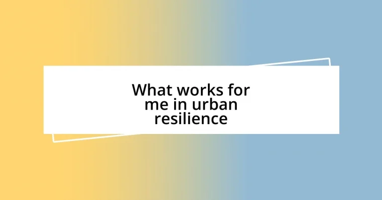 What works for me in urban resilience