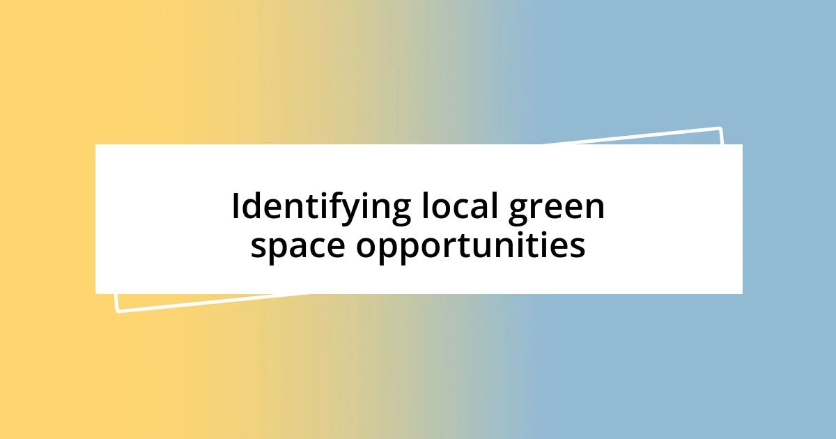 Identifying local green space opportunities