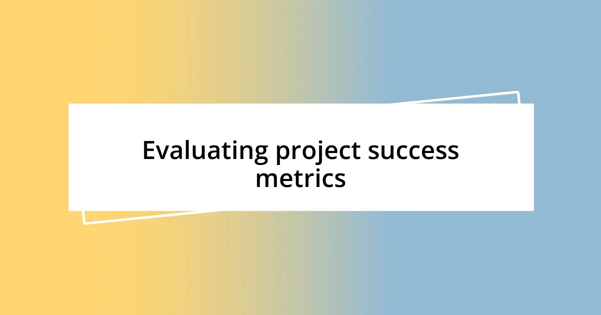 Evaluating project success metrics