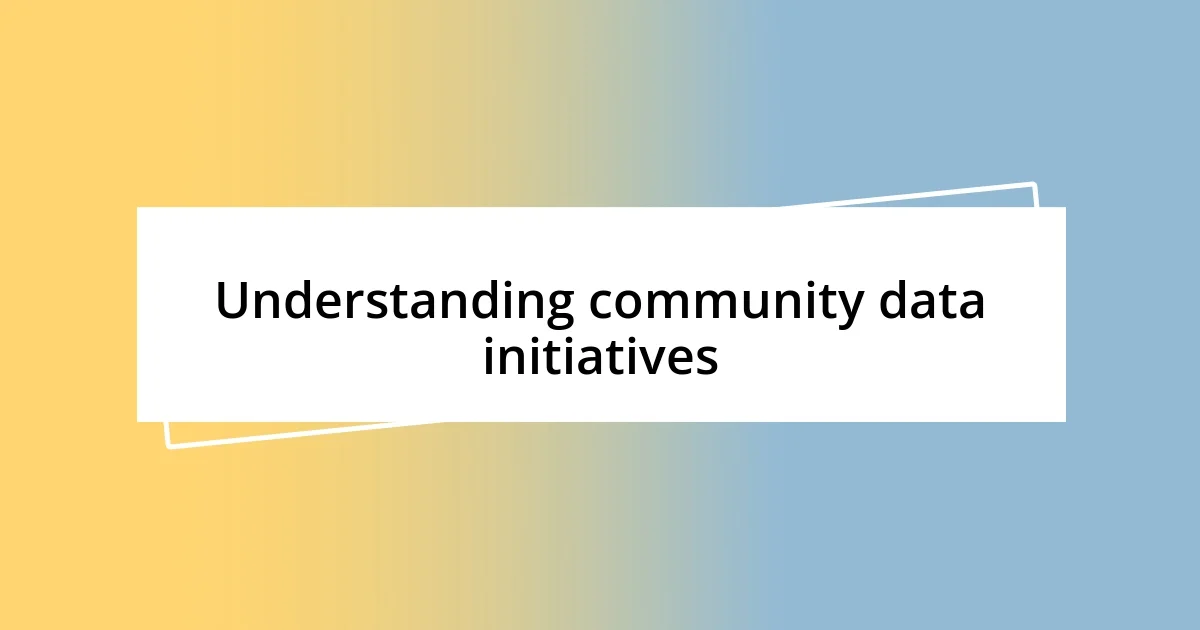 Understanding community data initiatives