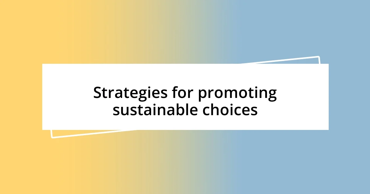 Strategies for promoting sustainable choices