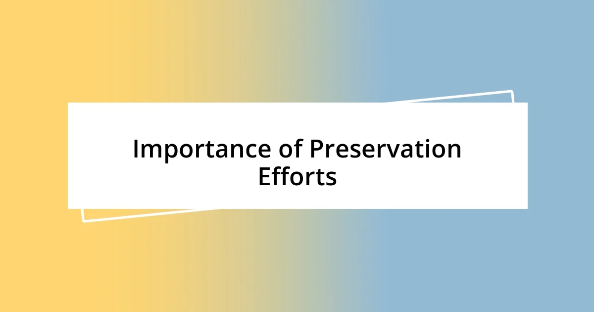 Importance of Preservation Efforts