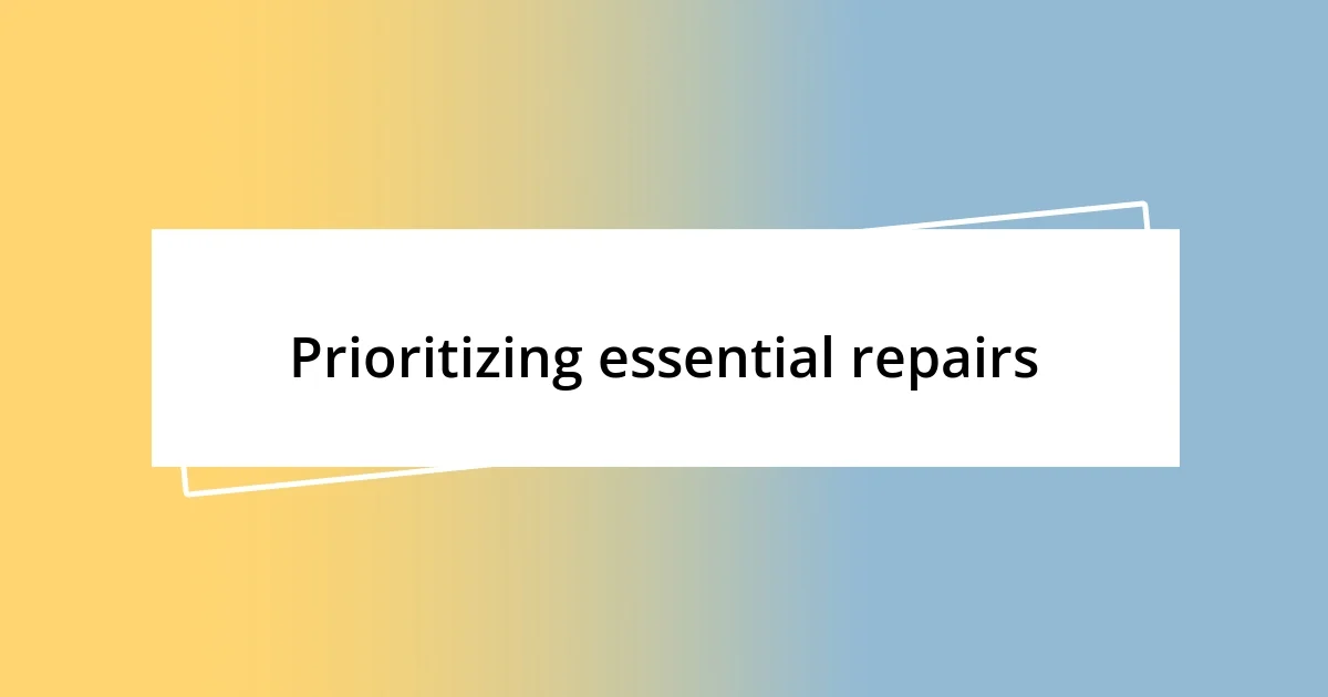 Prioritizing essential repairs