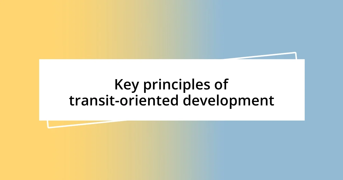 Key principles of transit-oriented development